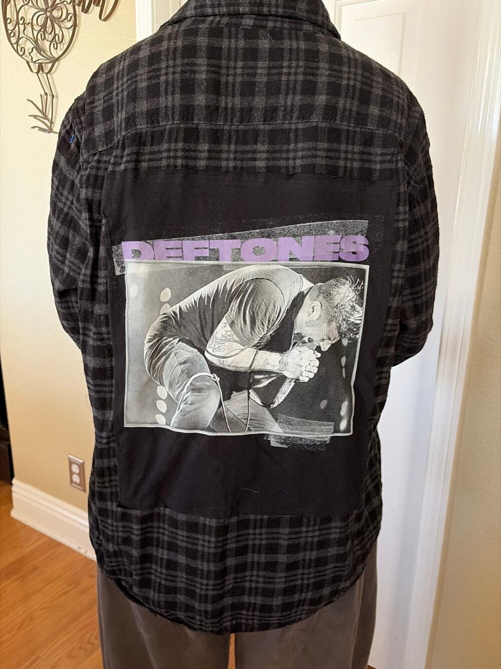 Deftones Upcycle Flannel Shirt Unisex XL X-large Handmade